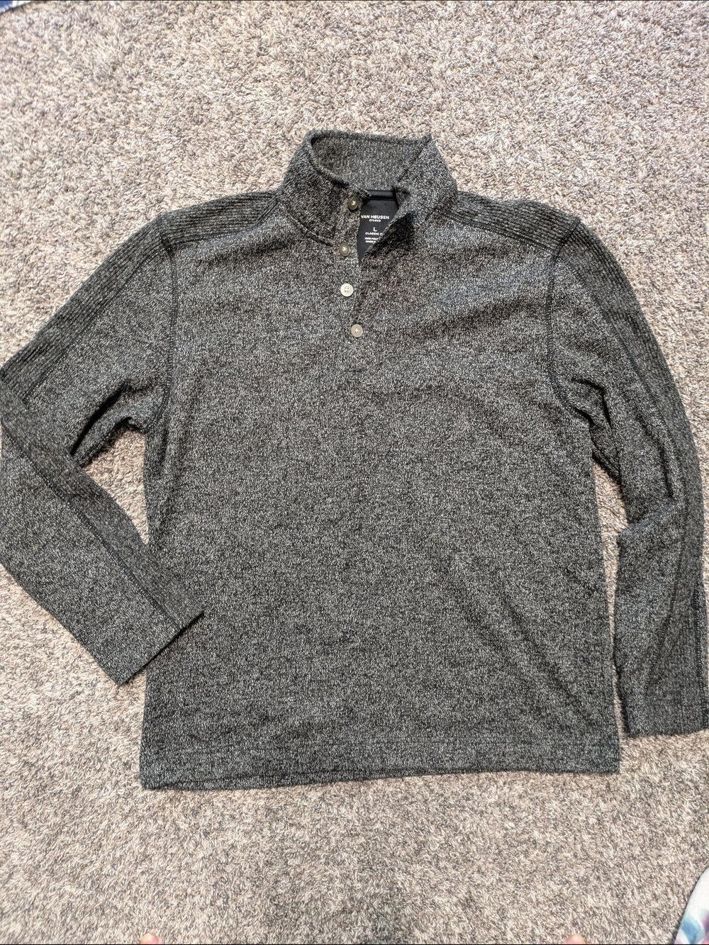 Van Heusen Men’s Charcoal Heather Quarter-Snap Pullover